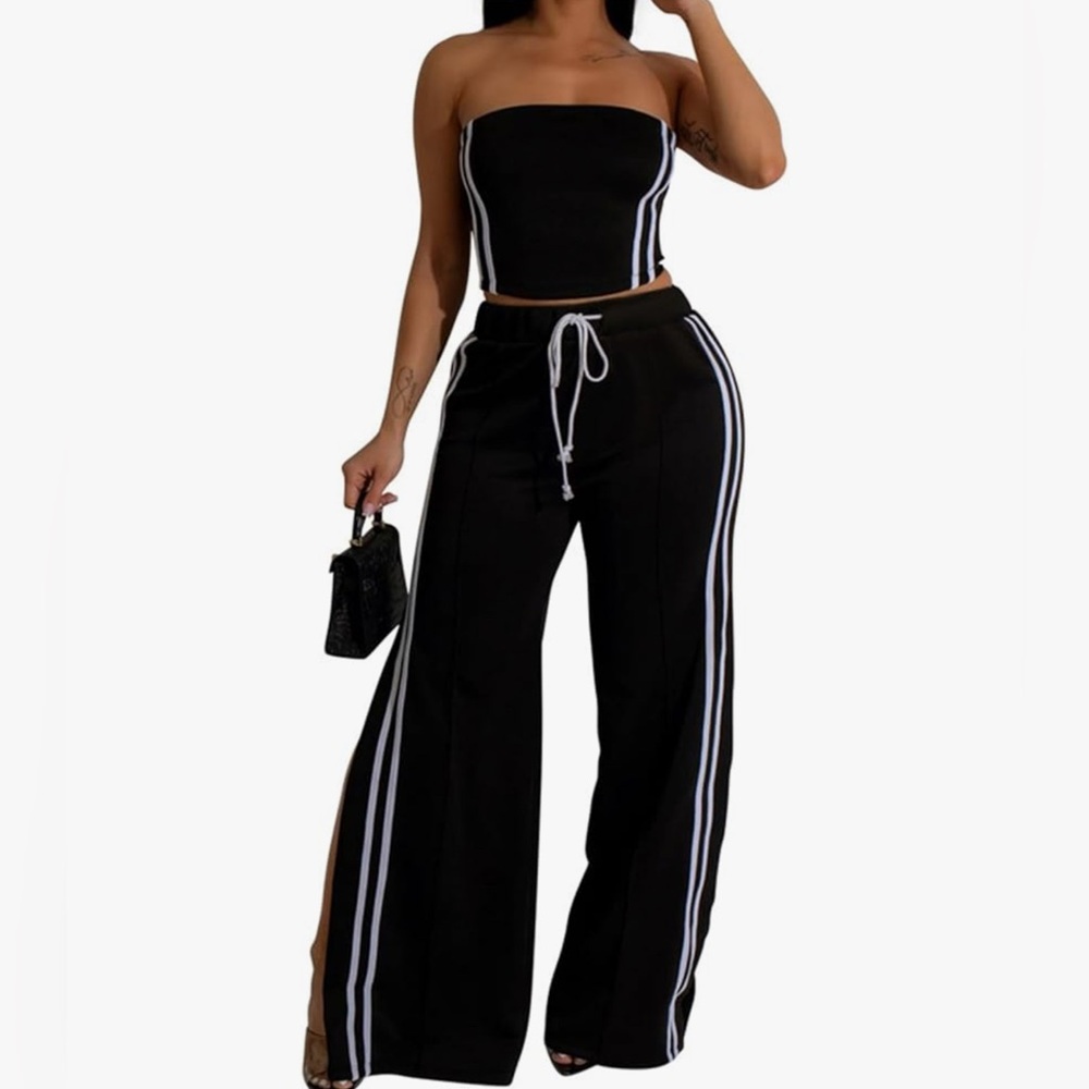 Stylish Black and White Women's Pant Set